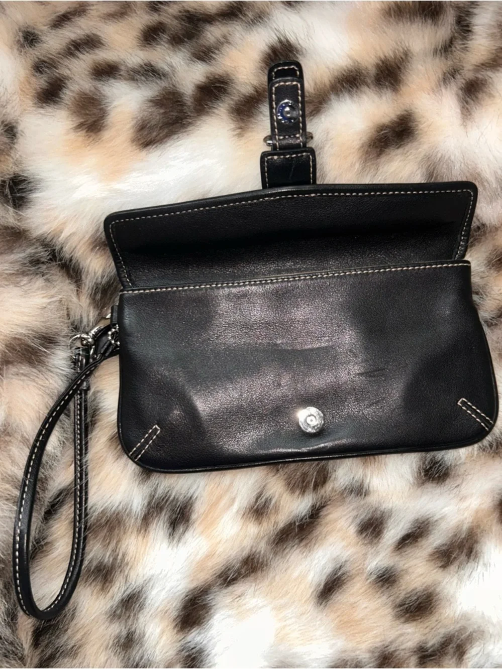 Coach Soho Black Leather Wristlet with Silver Buckle - Picture 10 of 14